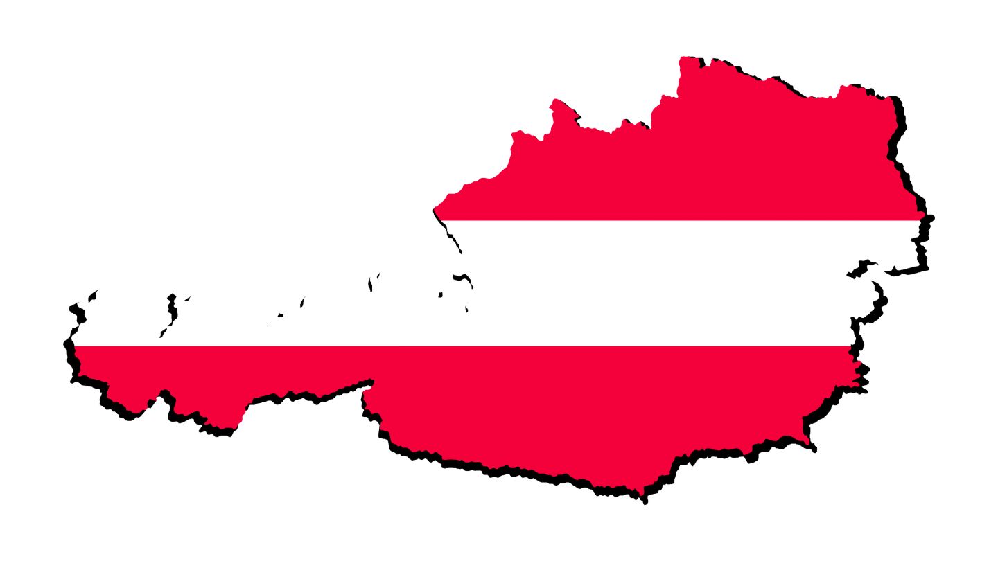 Österreich Karte in Rot Weiss Rot